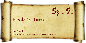 Szvák Imre névjegykártya